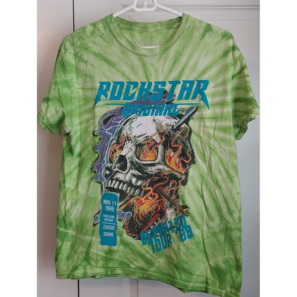 Rockstar Original Joni Shirt Fire Skull Tie Dye Departed Tour 89' Medium
